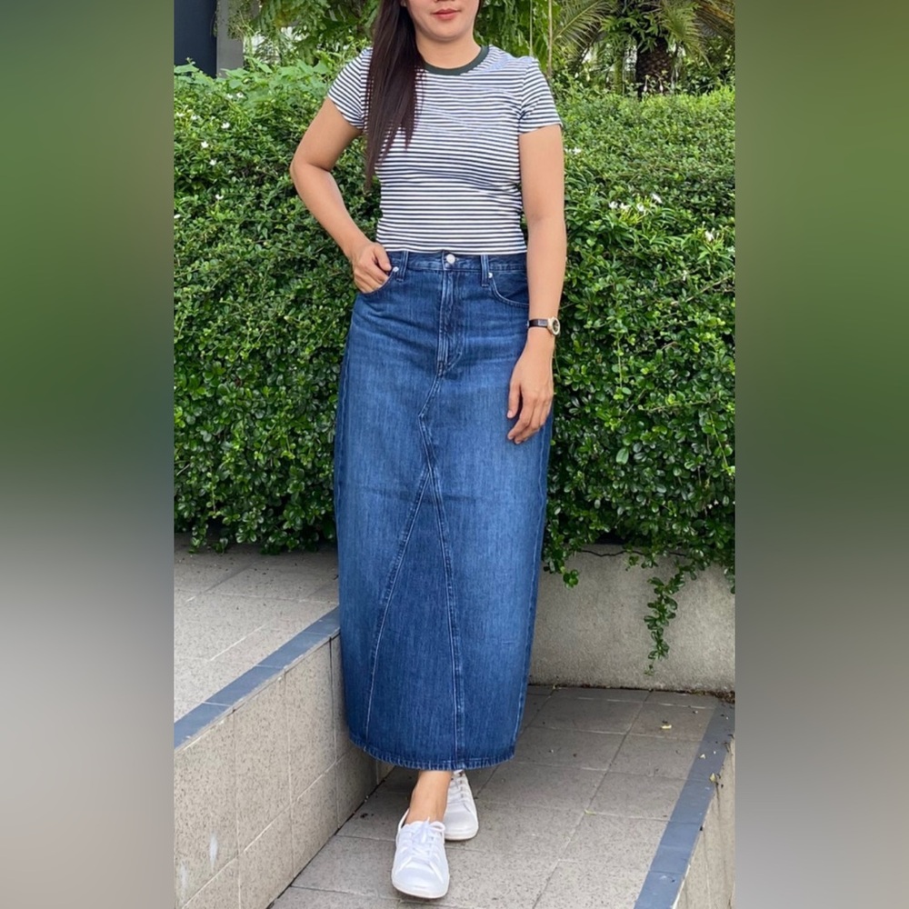 Uniqlo Denim Panel Long Skirt Sz 28